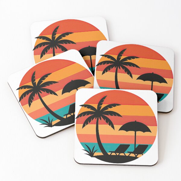 Item preview, Retro Sunset Beach Scene with Chairs designed and sold by ArtfulWeave.