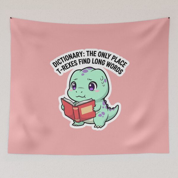Item preview, Adorable Green Dinosaur with Book Reading Humor Literary Joke Quote Sticker designed and sold by bvdesignart.