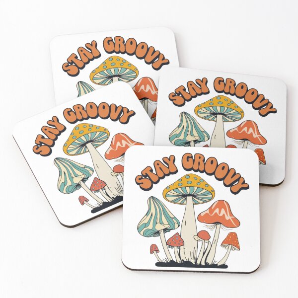 Item preview, Whimsical Stay Groovy Mushroom Cartoon Illustration designed and sold by RuweisVibes.