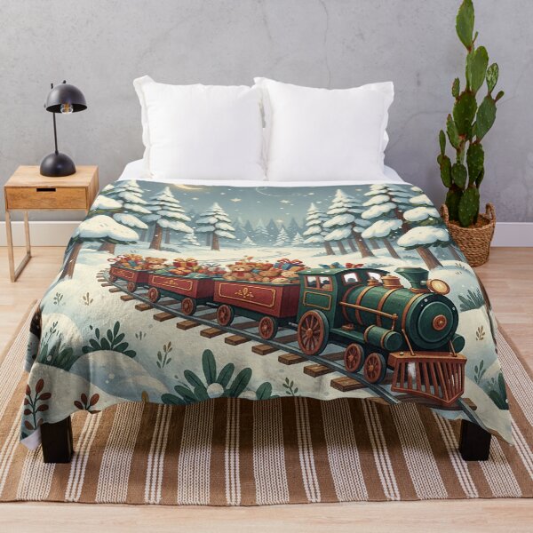 Item preview, Vintage Christmas Train Full of Gifts in Snowy Forest designed and sold by Iras-Art-Corner.