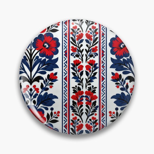 Item preview, Romanian Folk Art Floral Pattern | Traditional Tricolor Embroidery Motif designed and sold by Maximilianos.