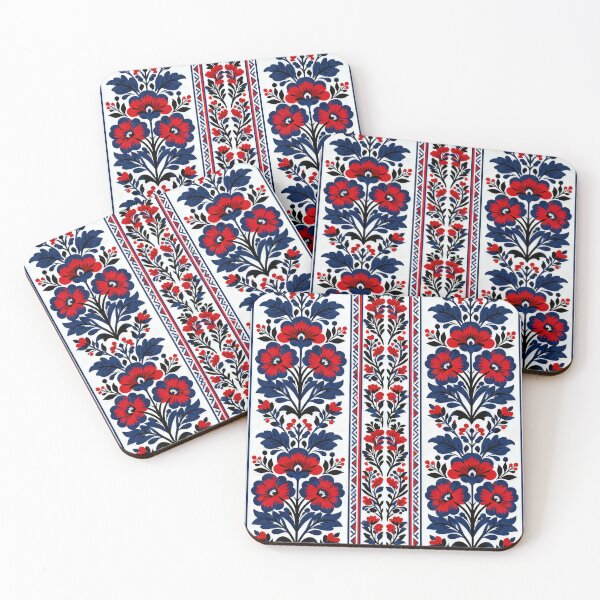 Item preview, Romanian Folk Art Floral Pattern | Traditional Tricolor Embroidery Motif designed and sold by Maximilianos.