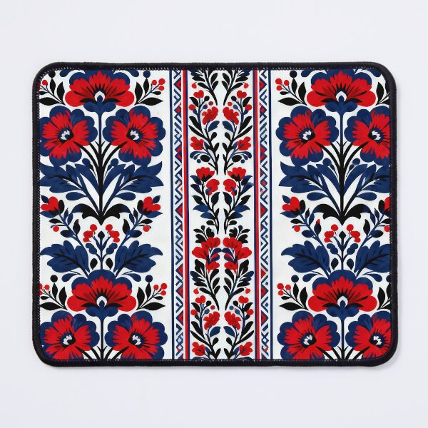 Item preview, Romanian Folk Art Floral Pattern | Traditional Tricolor Embroidery Motif designed and sold by Maximilianos.