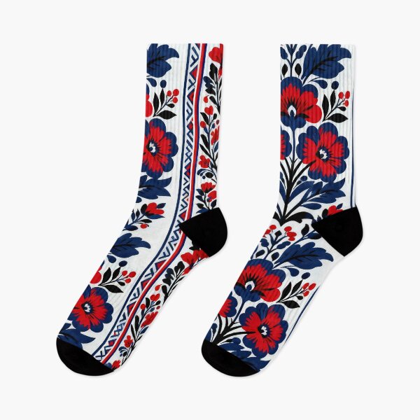 Item preview, Romanian Folk Art Floral Pattern | Traditional Tricolor Embroidery Motif designed and sold by Maximilianos.
