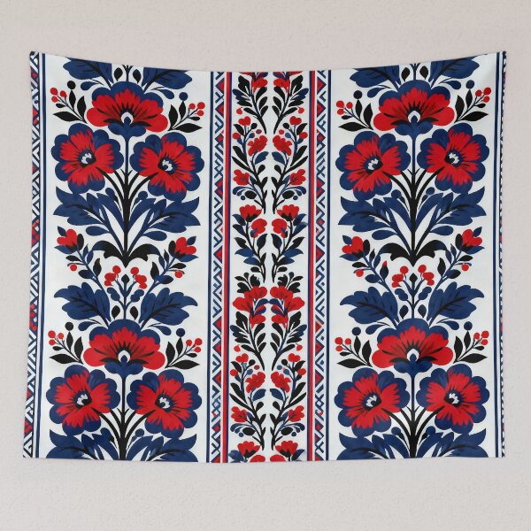 Item preview, Romanian Folk Art Floral Pattern | Traditional Tricolor Embroidery Motif designed and sold by Maximilianos.