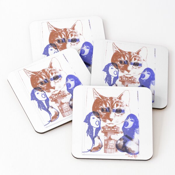 Item preview, Psychedelic Cat Collage – Surreal Pop Art with Robot & Bold Portraits designed and sold by Ira In Space Design.