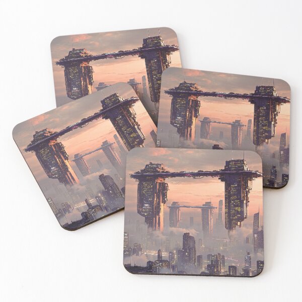 Item preview, Futuristic floating megastructures above the city clouds designed and sold by Jirka Svetlik, Studio Illuvision.
