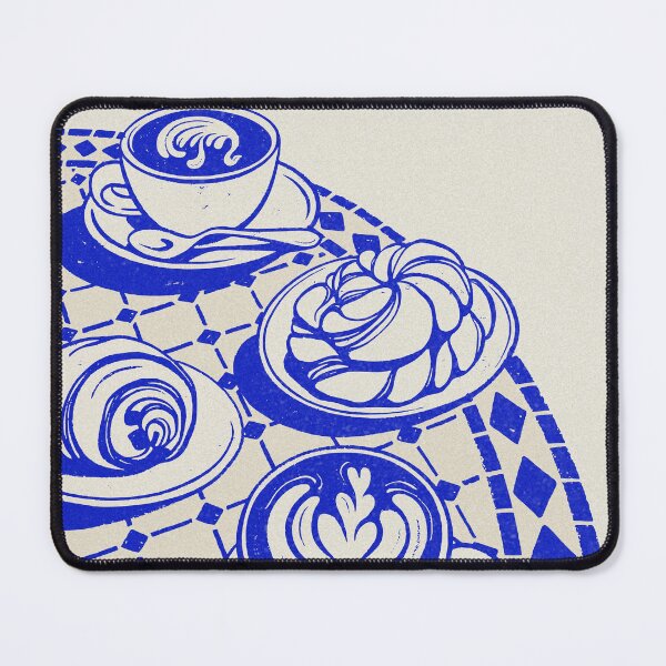Item preview, Cappuccinos and Pastries on Blue Table designed and sold by MurellosArt.