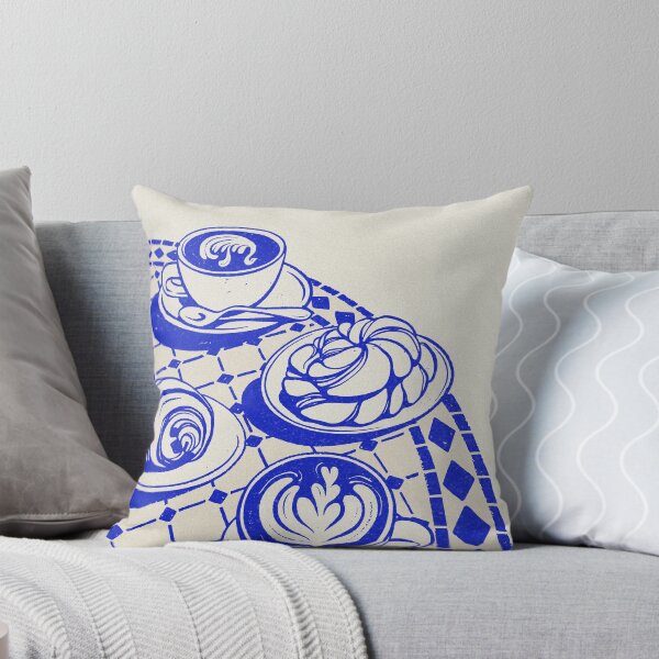 Item preview, Cappuccinos and Pastries on Blue Table designed and sold by MurellosArt.