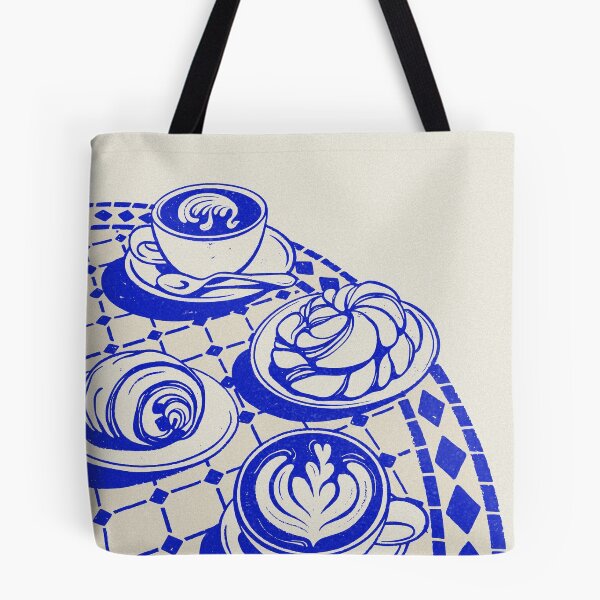 Item preview, Cappuccinos and Pastries on Blue Table designed and sold by MurellosArt.