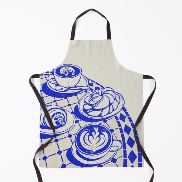 Item preview, Cappuccinos and Pastries on Blue Table designed and sold by MurellosArt.
