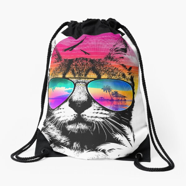 Summer Cat Drawstring Bag