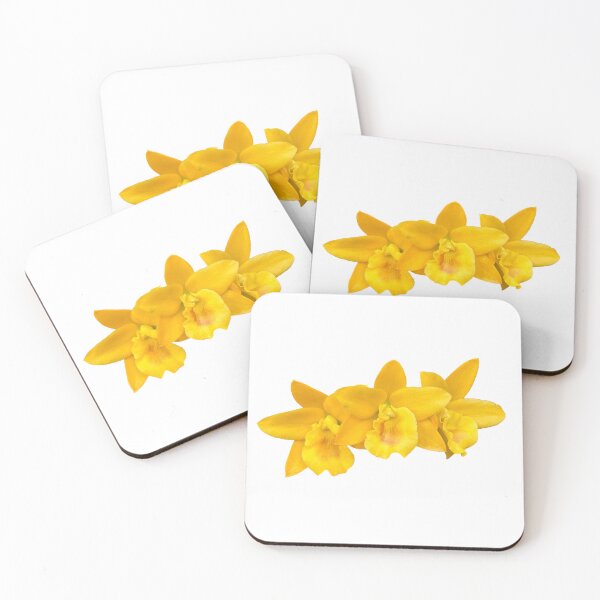Item preview, Vibrant Yellow Orchid Trio,Tropical Gold Orchid Photography,cattleya, oncidium, dendrobium designed and sold by PorRayong.