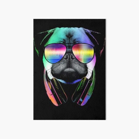 Music Love Pug Art Board Print