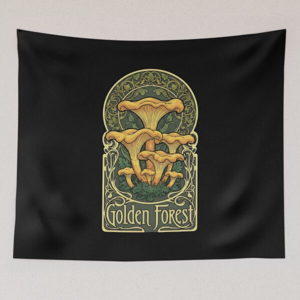 Item preview, Ornamental Botanical Artwork Featuring Golden Forest Fungi designed and sold by SplashTastic.