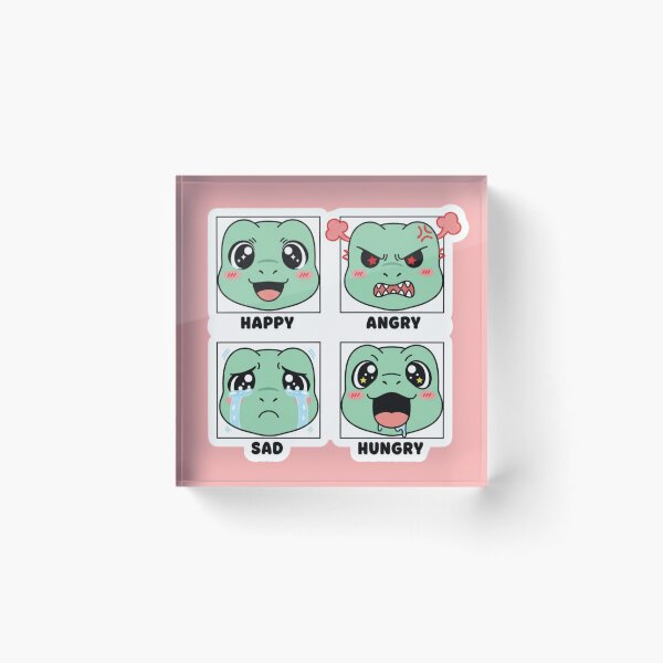 Item preview, Cute Dinosaur Mood Chart Happy Angry Sad Hungry Four Emotions Kawaii Dino designed and sold by bvdesignart.