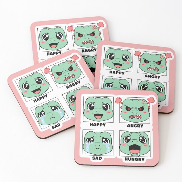 Item preview, Cute Dinosaur Mood Chart Happy Angry Sad Hungry Four Emotions Kawaii Dino designed and sold by bvdesignart.