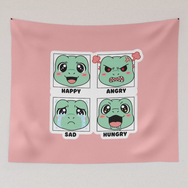 Item preview, Cute Dinosaur Mood Chart Happy Angry Sad Hungry Four Emotions Kawaii Dino designed and sold by bvdesignart.