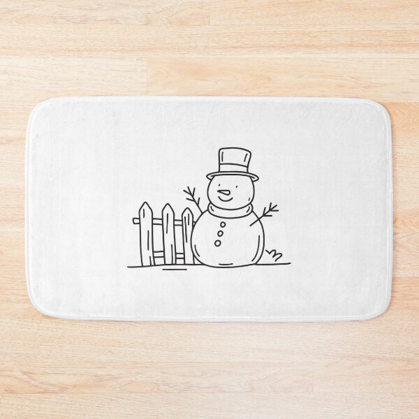 Item preview, A snowman placed near a wooden fence designed and sold by rasagamastore.