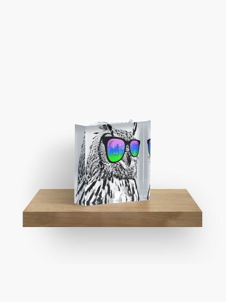 Cool Owl Acrylic Block By Clingcling Redbubble