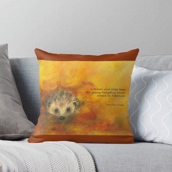 Item preview, Hedgehog in Autumn Leaves Haiku English designed and sold by KarenKaspar.