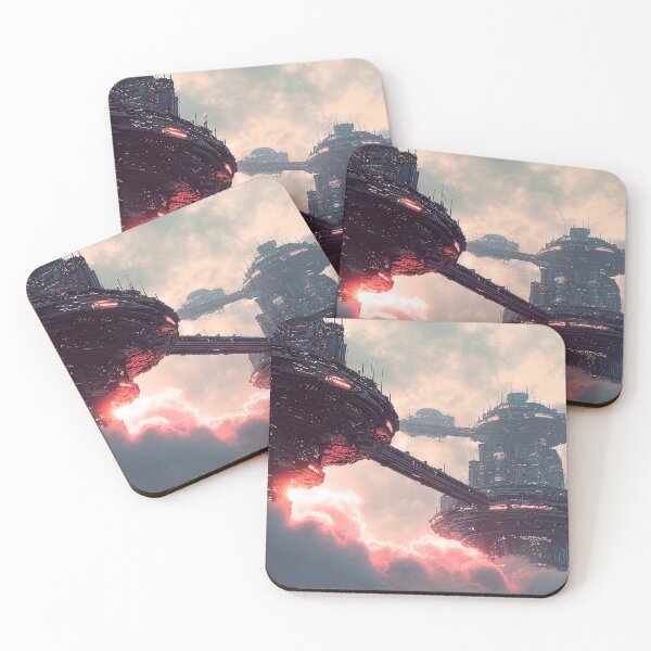 Item preview, Futuristic platforms in the clouds at twilight designed and sold by Jirka Svetlik, Studio Illuvision.
