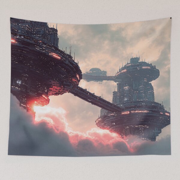 Item preview, Futuristic platforms in the clouds at twilight designed and sold by Jirka Svetlik, Studio Illuvision.