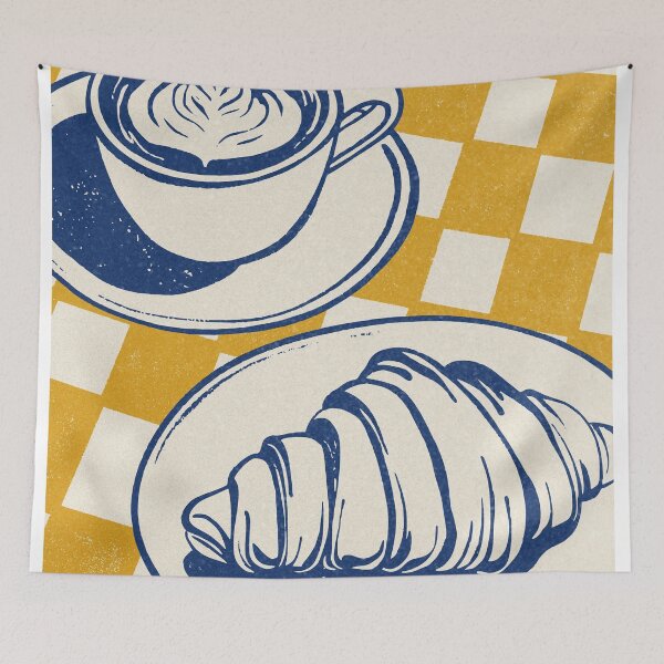 Item preview, Coffee and Croissant Illustration designed and sold by MurellosArt.