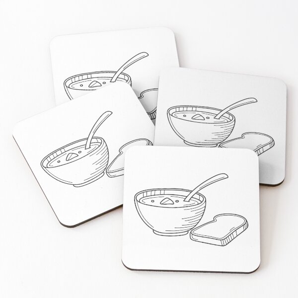 Item preview, A bowl of soup with spoon beside a slice of bread designed and sold by rasagamastore.