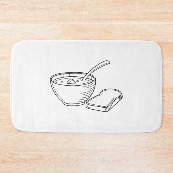 Item preview, A bowl of soup with spoon beside a slice of bread designed and sold by rasagamastore.