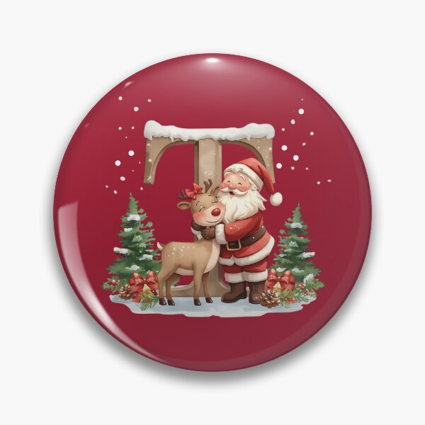 Item preview, Santa & Reindeer Monogram Letter T – Festive Personalized Christmas Holiday Alphabet Gift designed and sold by AmenAlways.