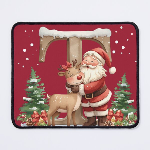 Item preview, Santa & Reindeer Monogram Letter T – Festive Personalized Christmas Holiday Alphabet Gift designed and sold by AmenAlways.