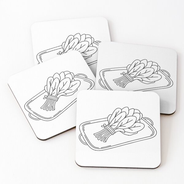 Item preview, A spinach bunch tied with twine on a tray designed and sold by rasagamastore.