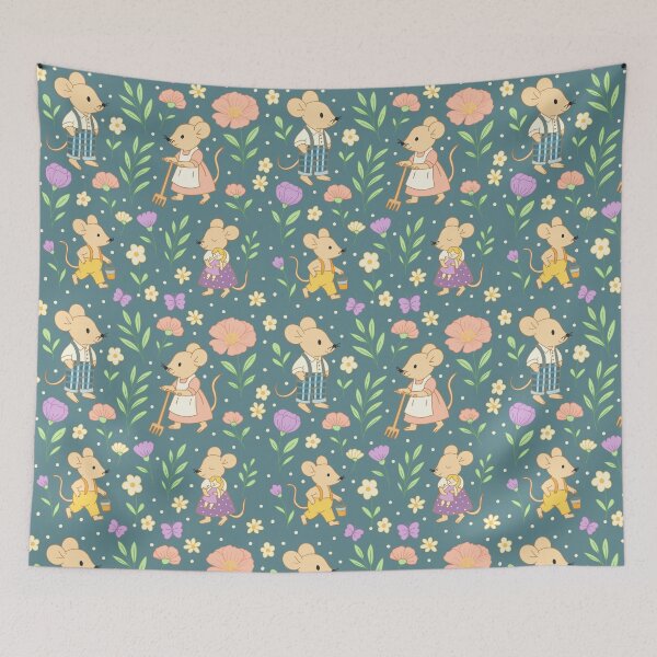 Item preview, Cute Mouse Family with Wild Flowers pattern designed and sold by Studio Pico.