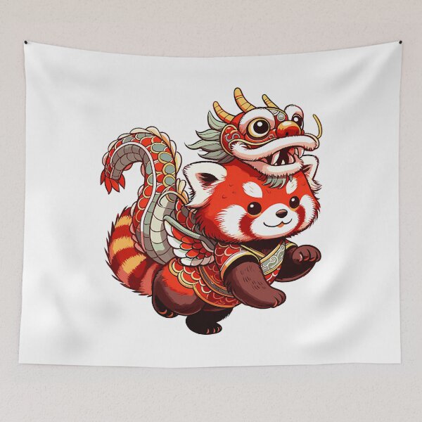 Item preview, Year Of Dragon Chinese Dragon Dance Red Panda designed and sold by BrantNienow.