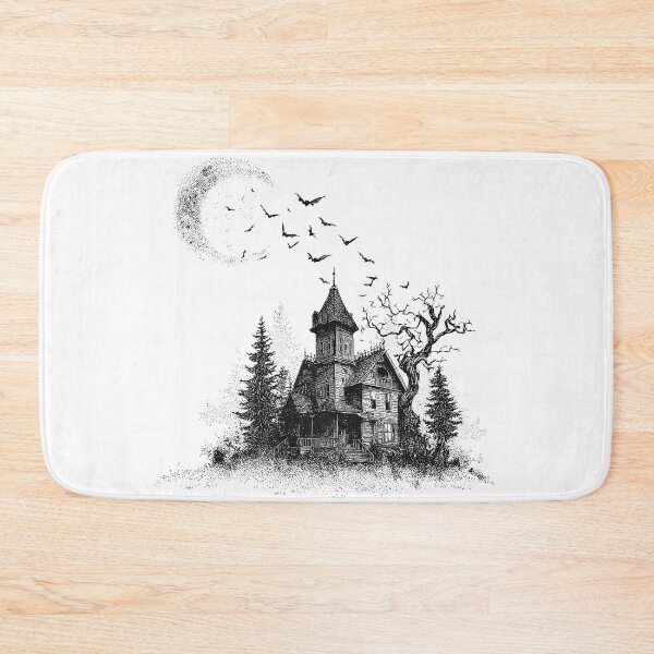 Item preview, Haunted House Under the Moon – Gothic Halloween Spooky Castle with Bats Line Art designed and sold by Lemon-Monday.