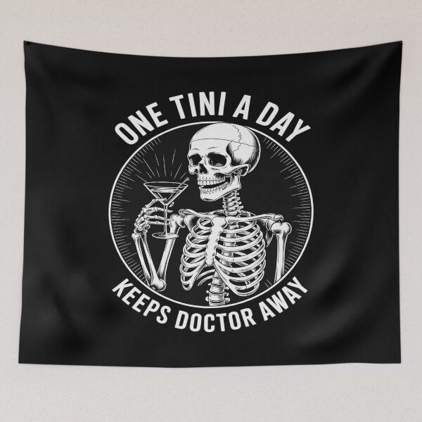 Item preview, One Tini A Day Funny Skeleton Martini Glass Cocktail designed and sold by procionartss.