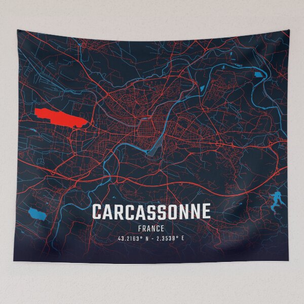 Item preview, Carcassonne Red & Blue Minimalist Map designed and sold by HomeLivingCo.