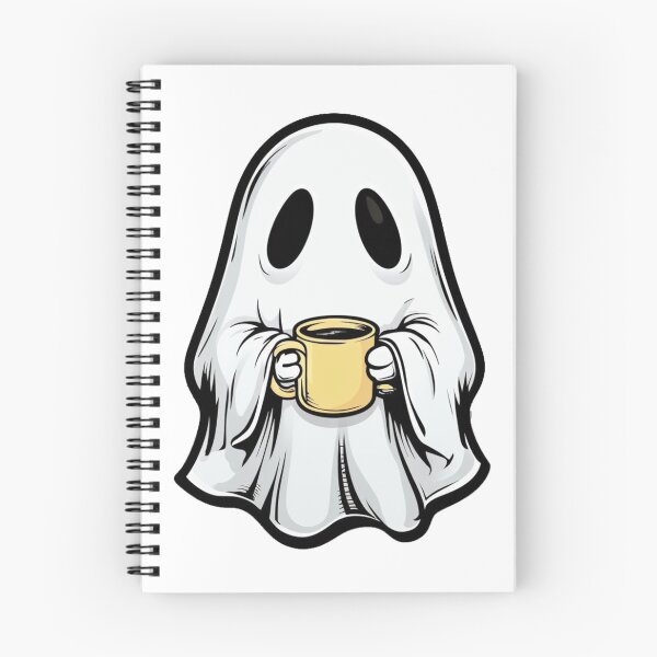 Item preview, Cute Cartoon Ghost with Coffee Mug Illustration designed and sold by RuweisVibes.