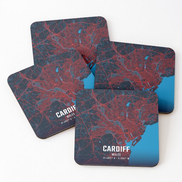 Item preview, Cardiff Red & Blue Minimalist Map designed and sold by HomeLivingCo.
