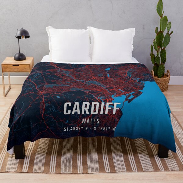 Item preview, Cardiff Red & Blue Minimalist Map designed and sold by HomeLivingCo.