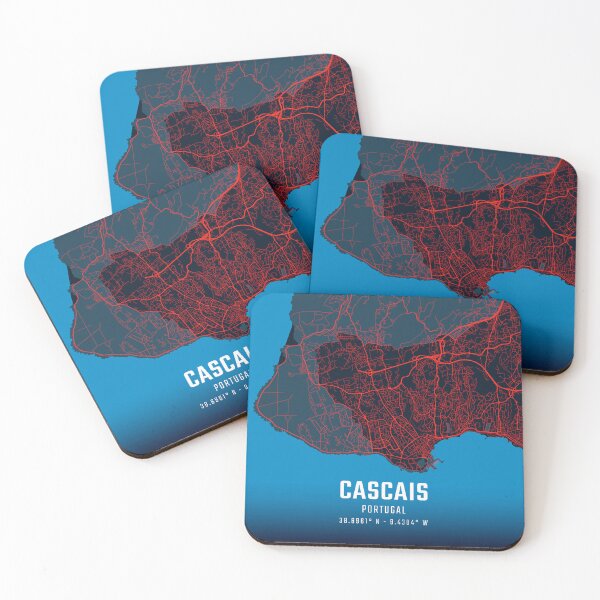 Item preview, Cascais Red & Blue Minimalist Map designed and sold by HomeLivingCo.
