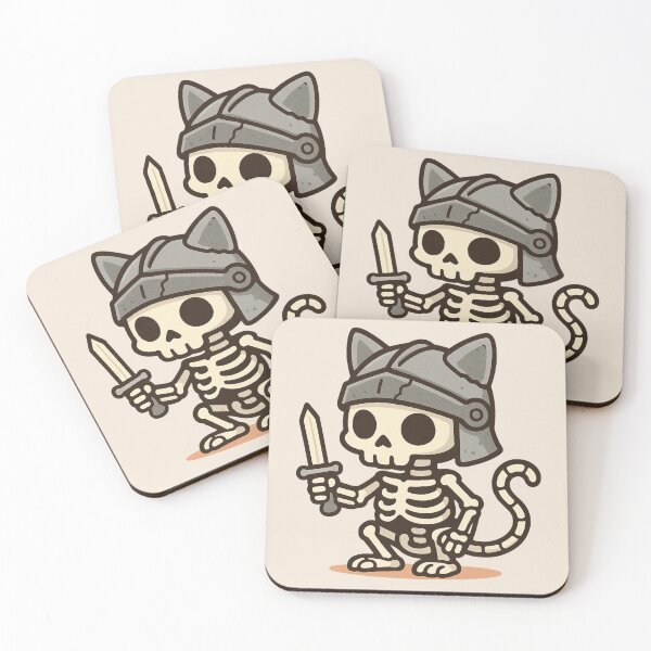 Item preview, Cute Skeleton Cat Knight Illustration designed and sold by Castiora.