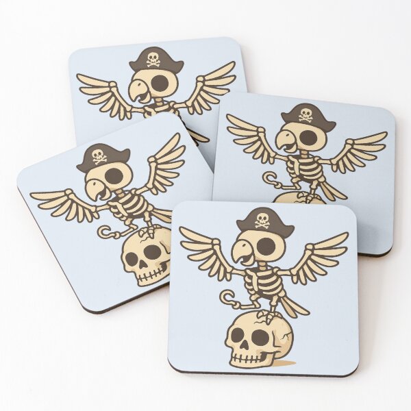Item preview, Pirate Skeleton Parrot Illustration designed and sold by Castiora.