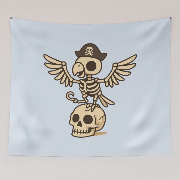 Item preview, Pirate Skeleton Parrot Illustration designed and sold by Castiora.