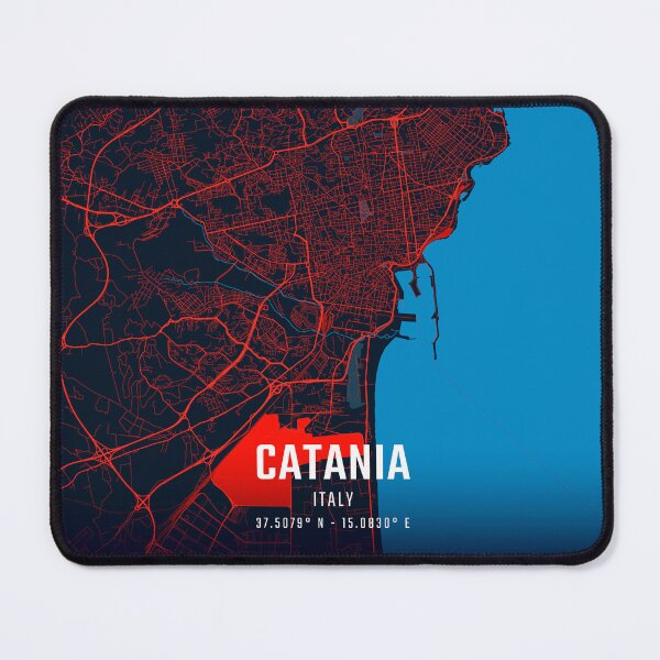 Item preview, Catania Red & Blue Minimalist Map designed and sold by HomeLivingCo.