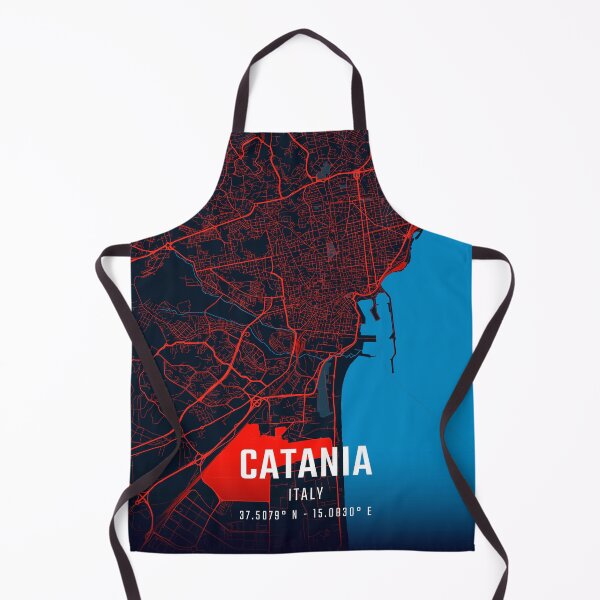 Item preview, Catania Red & Blue Minimalist Map designed and sold by HomeLivingCo.