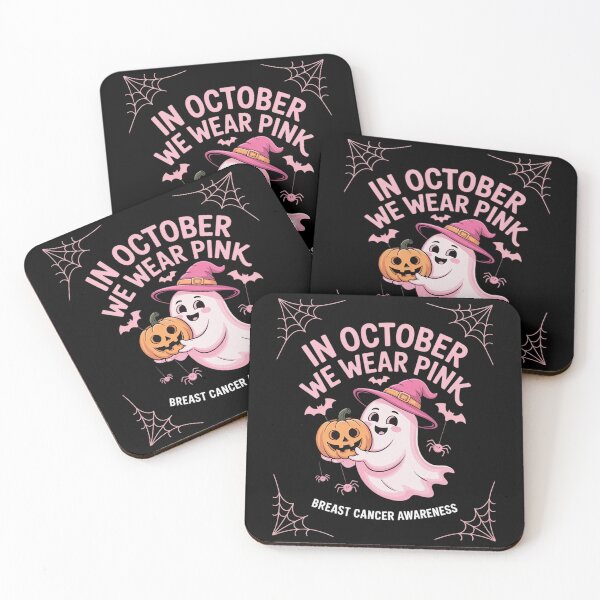 Item preview, In October We Wear Pink Breast Cancer Awareness Halloween Ghoul In Hat designed and sold by MinaReinger.