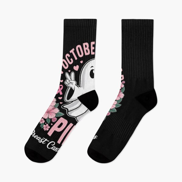 Item preview, In October We Wear Pink Breast Cancer Ghost Halloween designed and sold by AmparoBoyle.
