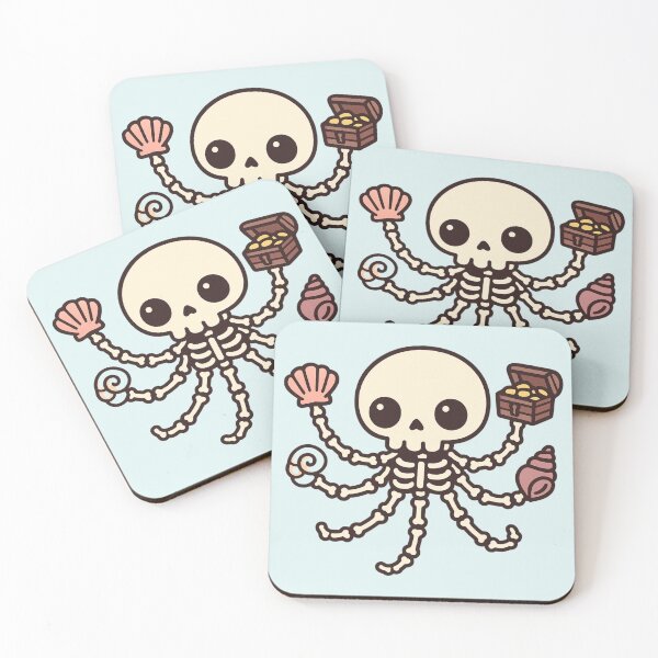 Item preview, Cute Skeleton Octopus with Treasure designed and sold by Castiora.